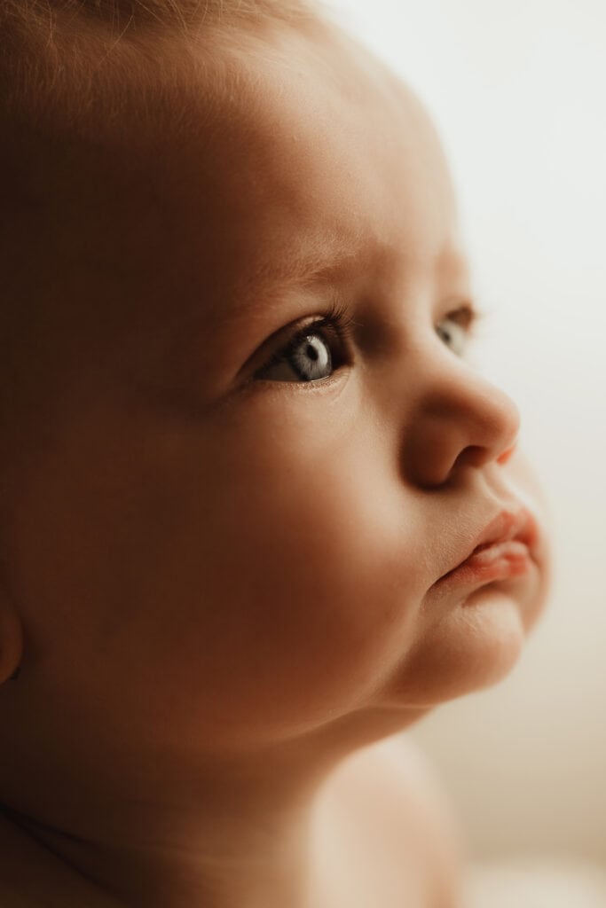 Portrait of a baby with blue eyes